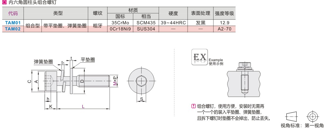 内六角圆柱头组合螺钉