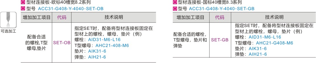 可选加工参数